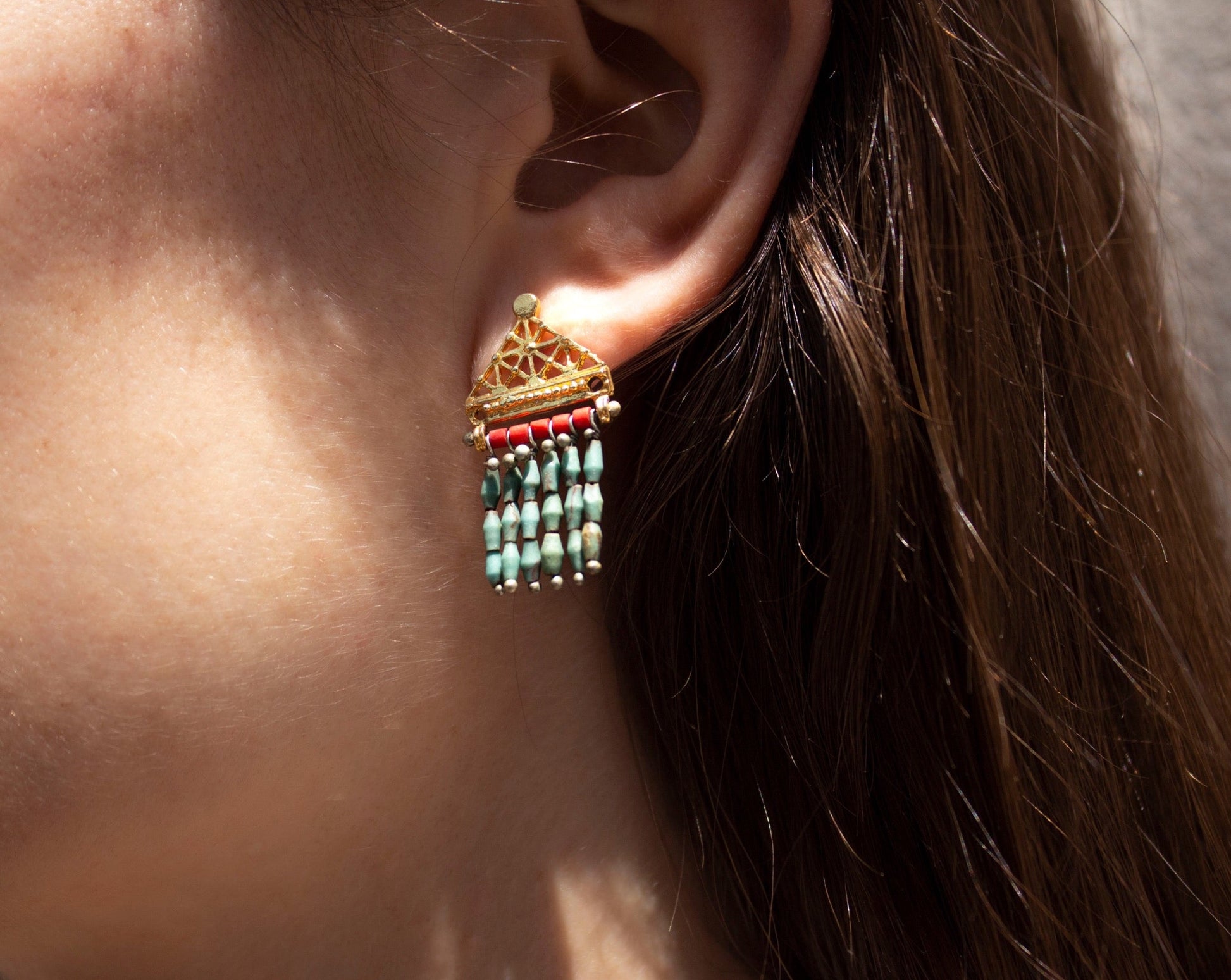 Coral turquoise earrings