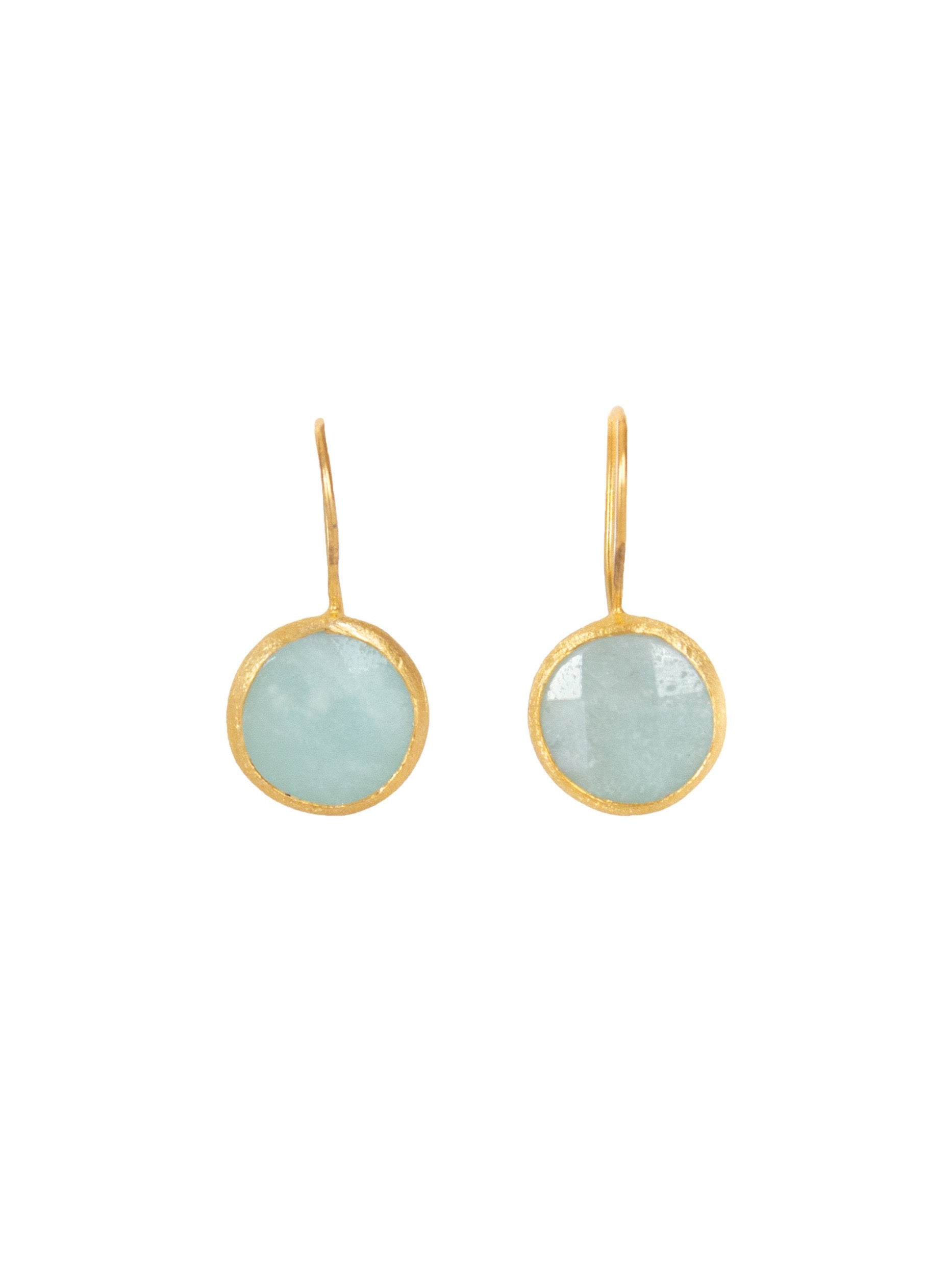 Gold framed Green Aventurine gemstone earrings