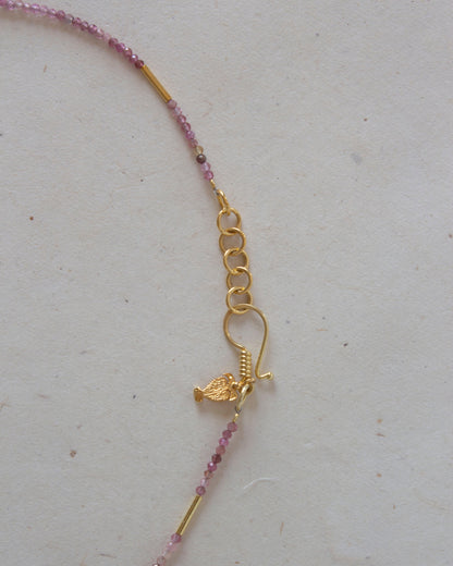 Tourmaline Flora necklace, roman hook detail