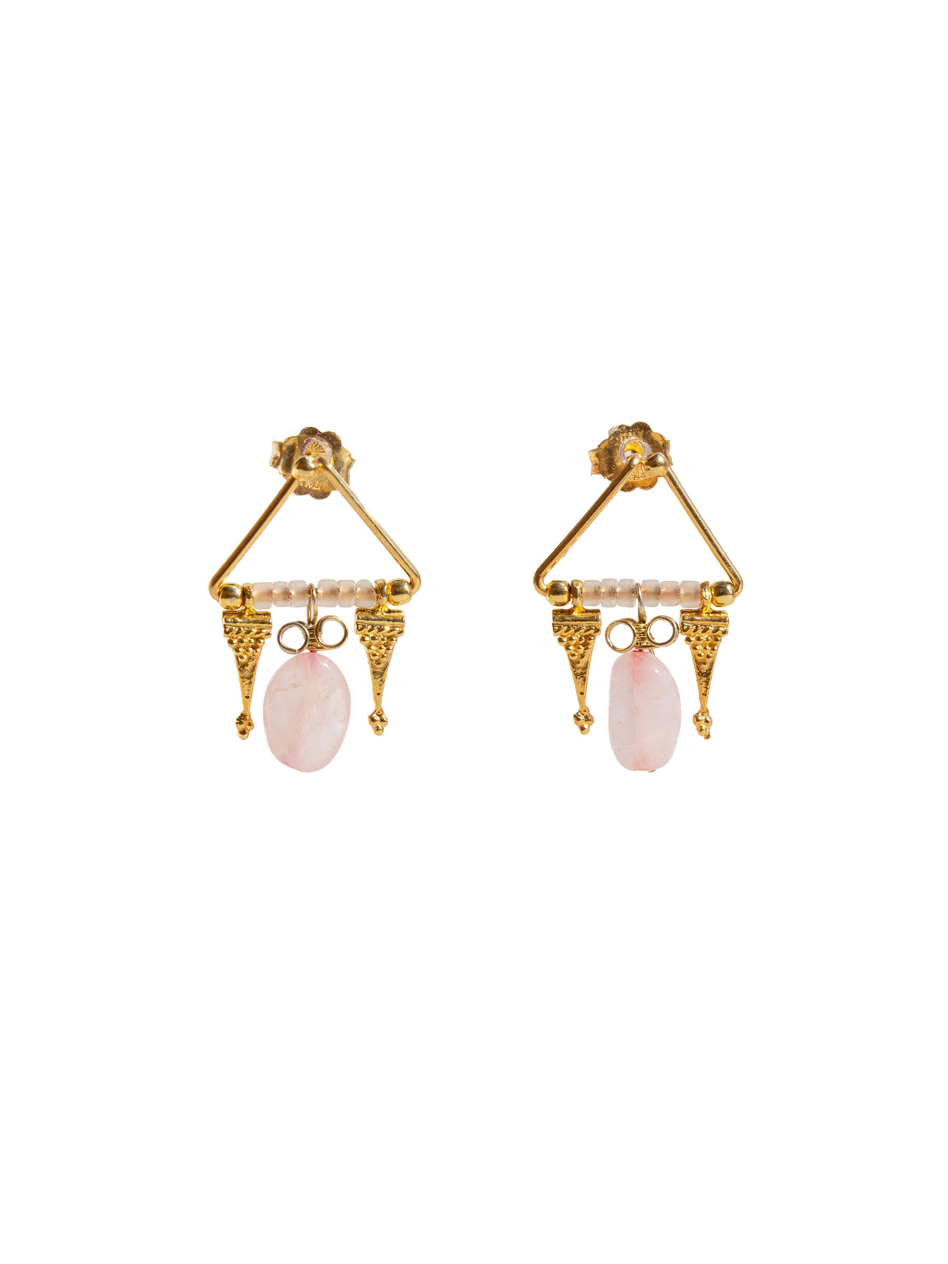 Mythological bohemian earrings with pink quartz