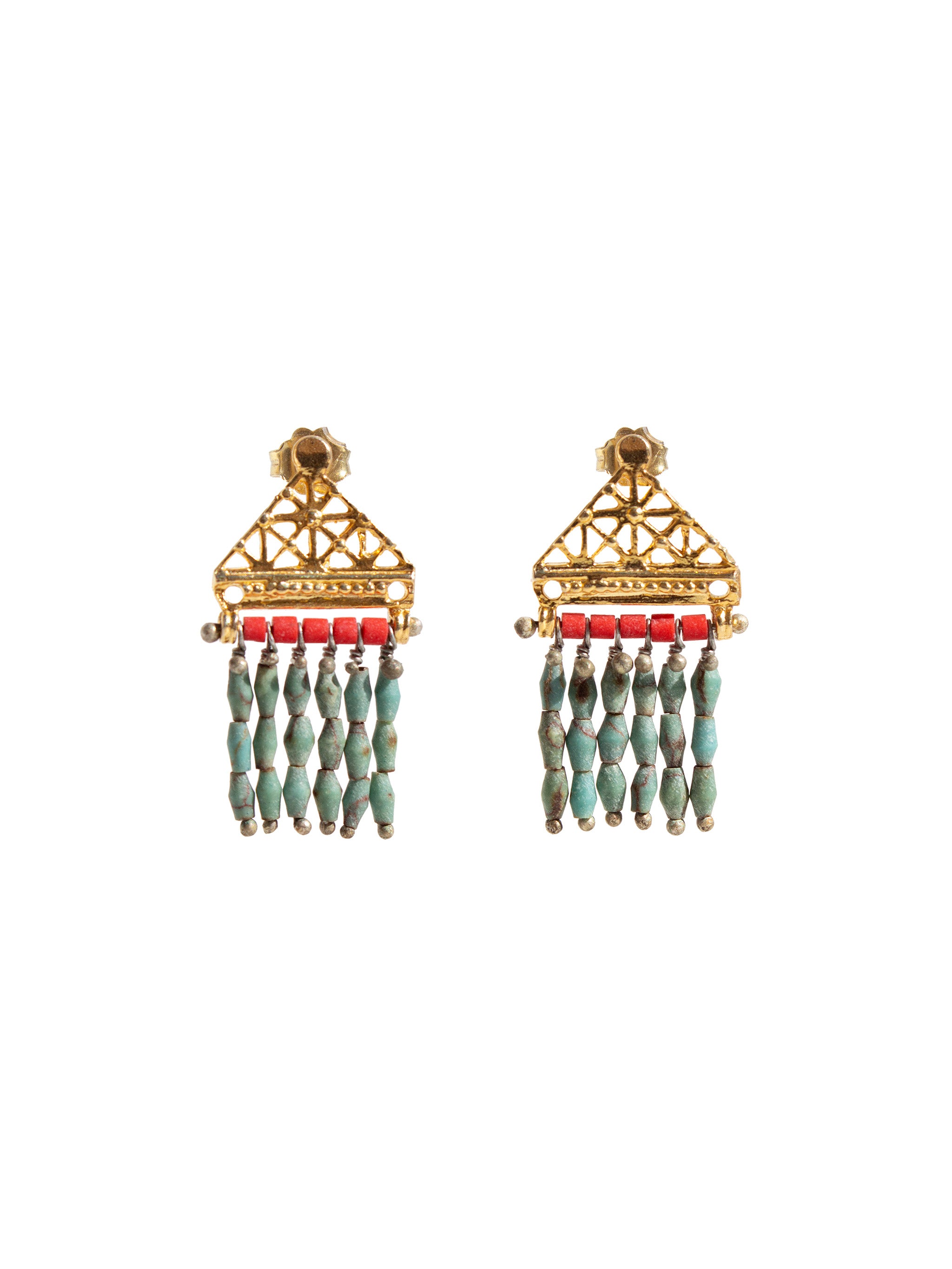 Turquoise and coral earrings